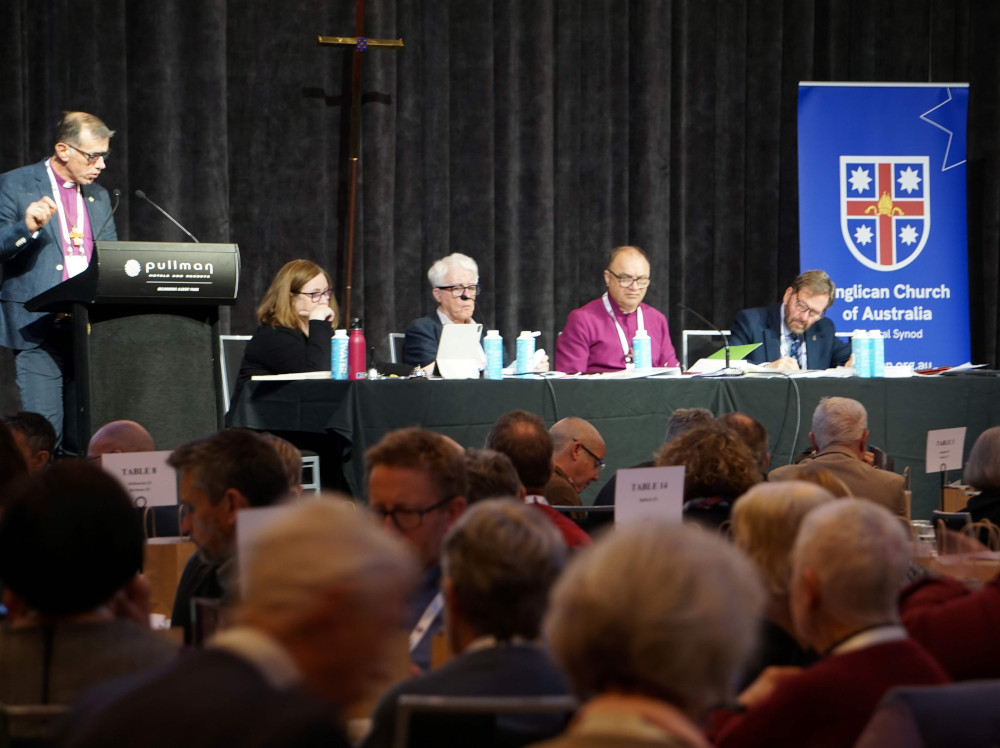 Bishop Matt Brain addresses the First Nations disciussion at General Synod